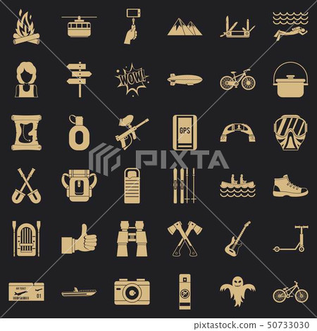 Adenture icons set, simple style 50733030