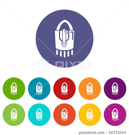 Purse handbag hipster icons set vector color 50733034