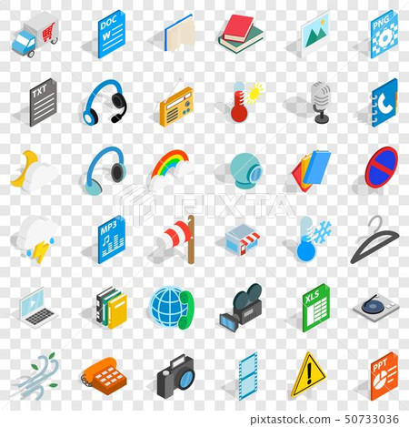 Mobile app icons set, isometric style Mobile app icons set, isometric style 50733036