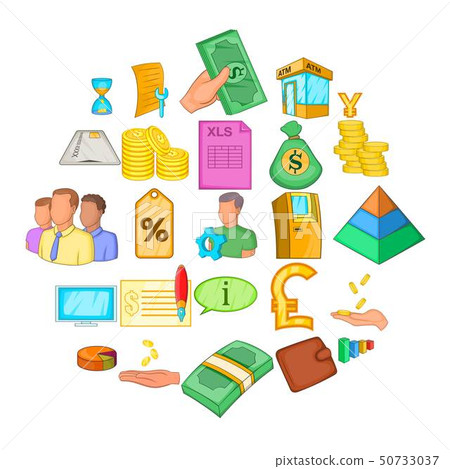 Stocktaking icons set, cartoon style 50733037