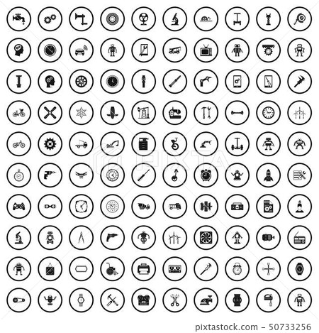 100 gear icons set, simple style 50733256