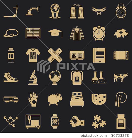 Alarm clock icons set, simple style Alarm clock icons set, simple style 50733278