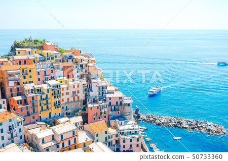 Amazing view of the beautiful village of Manarola in the Cinque Terre Reserve. 50733360