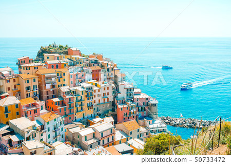 Amazing view of the beautiful village of Manarola in the Cinque Terre Reserve. 50733472