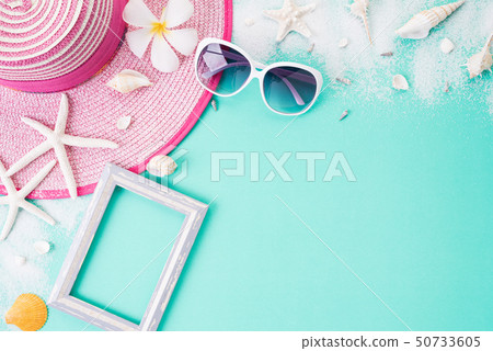 Beach accessories for summer holiday concept 50733605