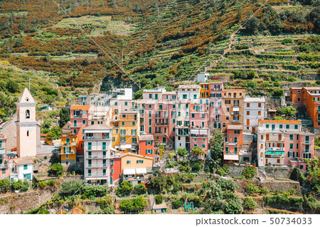 Amazing view of the beautiful village of Manarola in the Cinque Terre Reserve. 50734033
