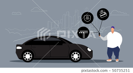obese man using online mobile app rent car sharing concept transportation carsharing service obese man using online mobile app rent car sharing concept transportation carsharing service 50735251