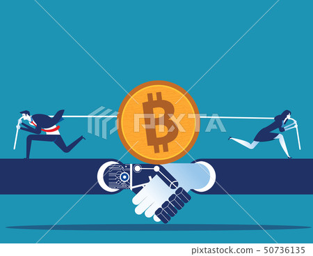 Cryptocurrency. Business people competition for 50736135