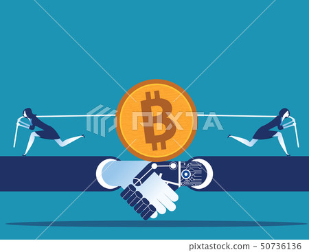 Cryptocurrency. Business people competition for Cryptocurrency. Business people competition for 50736136