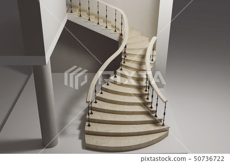 Original stairs in light colors at home interior 50736722