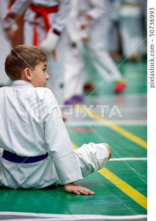 young karate boy warming up in a kimono 50736993