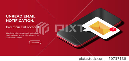 Modern Black Smart Phone Lies on a Smooth Dark Red Surface. 50737186