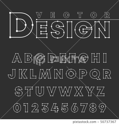 Vector design alphabet font template. Letters and numbers line design 50737367