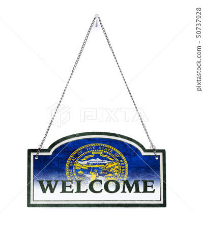 Nebraska welcomes you! Old metal sign isolated Nebraska welcomes you! Old metal sign isolated 50737928