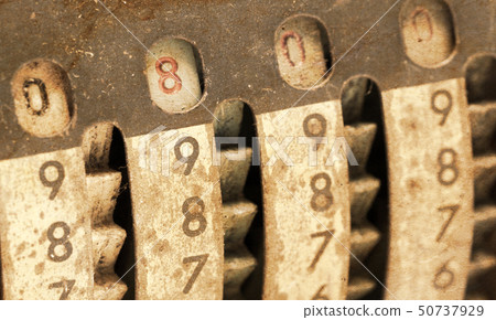 Vintage manual adding machine isolated - 800 Vintage manual adding machine isolated - 800 50737929