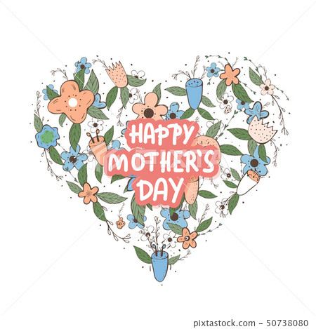 Happy Mothers Day lettering with wild flowers. 50738080