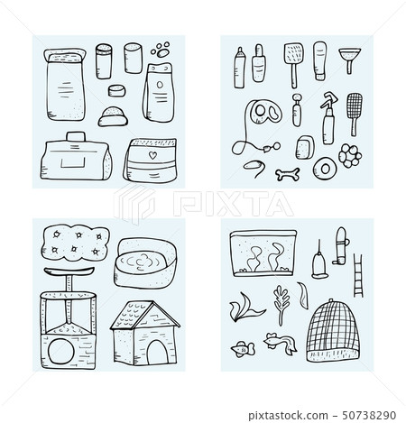Pet shop concept. Vector doodle style design. 50738290