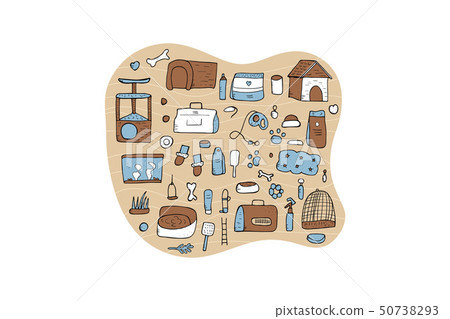 Pet shop concept. Vector doodle style design. 50738293