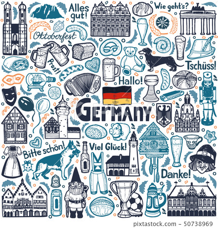 German Symbols Composition in Hand Drawn Style 50738969