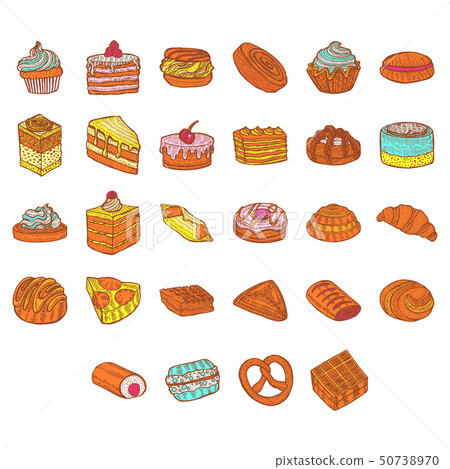 Bakery Doodles Set in Hand Drawn Style 50738970