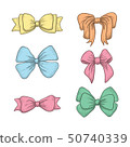 set of vintage hand drawn ribbon bows. Vector illustration 50740339