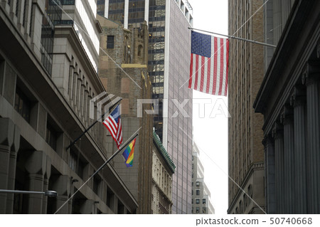 New York Wall Street and Stars and Stripes 50740668