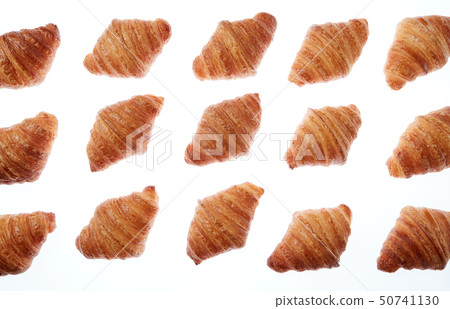 Bakery fresh croissants pattern on a white background. 50741130