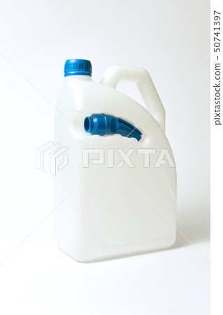 Plastic white canisters mock-up for liquid on a light background. 50741397