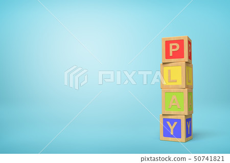 3d rendering of alphabet toy blocks on blue... - Stock Illustration ...