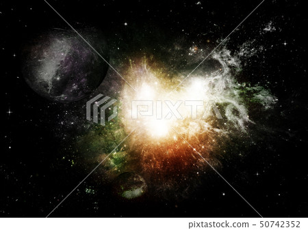 Stars, dust and gas nebula in a far galaxy Stars, dust and gas nebula in a far galaxy 50742352