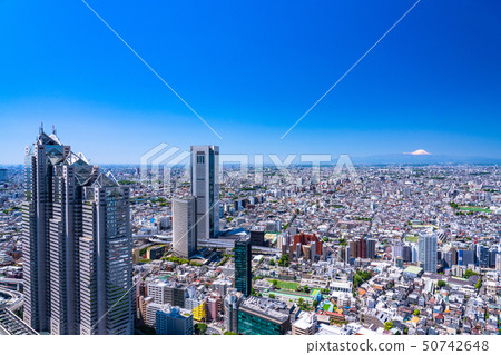 Tokyo cityscape with a view of Mt. Fuji Tokyo cityscape with a view of Mt. Fuji 50742648
