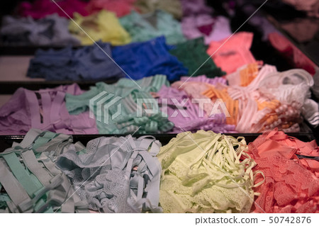 many woman underwear and bra inside a shop 50742876