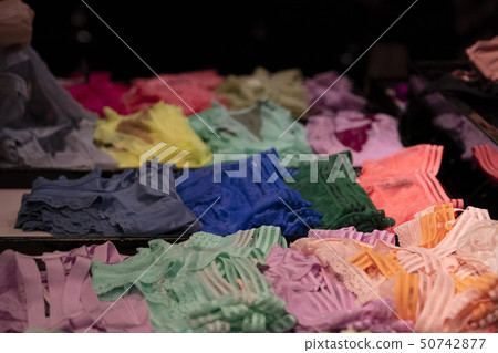 many woman underwear and bra inside a shop 50742877
