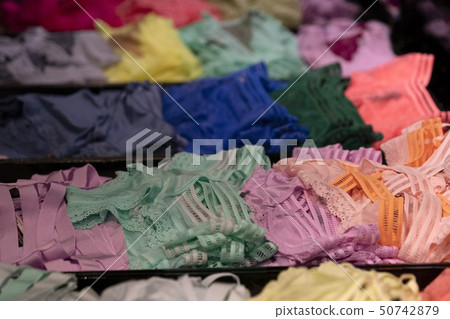 many woman underwear and bra inside a shop 50742879