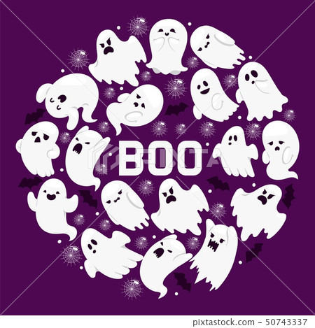 Ghost pattern vector cartoon scary spooky ghosted character illustration backdrop of Halloween 50743337