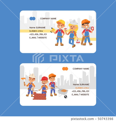 Builder business card vector constructor people character building construction business-card design 50743398