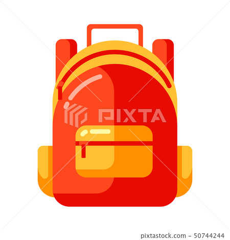 Icon of red school backpack in flat style. Icon of red school backpack in flat style. 50744244