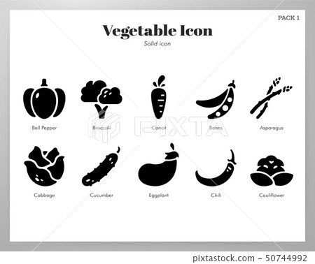 Vegetable icons Solid pack 50744992