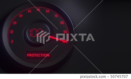 Red and black protection meter or indicator, 3D rendering Red and black protection meter or indicator, 3D rendering 50745707