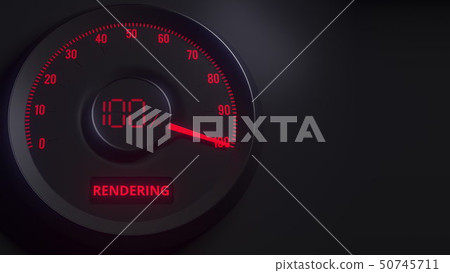 Red and black render meter or indicator, 3D rendering Red and black render meter or indicator, 3D rendering 50745711