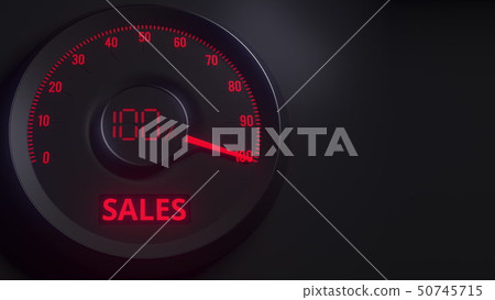 Red and black sales meter or indicator, 3D rendering Red and black sales meter or indicator, 3D rendering 50745715