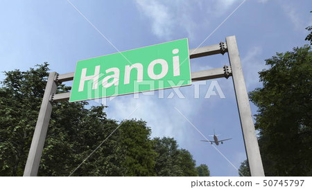 Airliner arrives in Hanoi, Vietnam. 3D rendering 50745797
