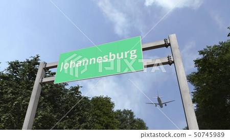 Plane landing in Johannesburg, South africa. 3D rendering 50745989