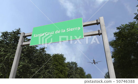 Plane landing in Santa Cruz de la Sierra, Bolivia. 3D rendering 50746388