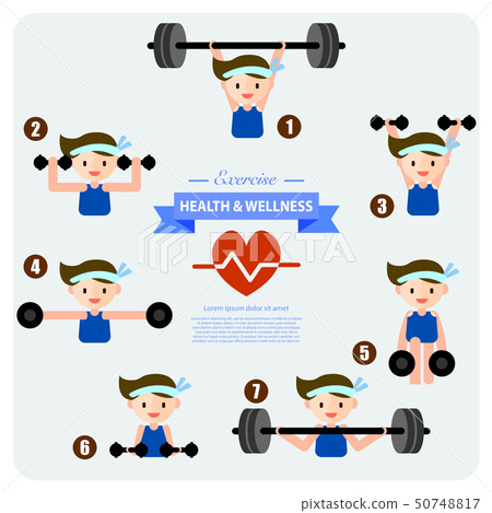 health and wellness illustration, weight training health and wellness illustration, weight training 50748817