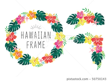 Watercolor Hibiscus Hawaiian Frame Set 50750143