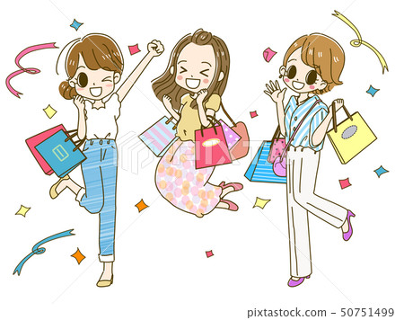 Three young women enjoying a sale 50751499