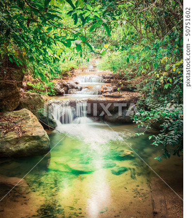 Beautiful waterfall at Erawan national park, Beautiful waterfall at Erawan national park, 50751602