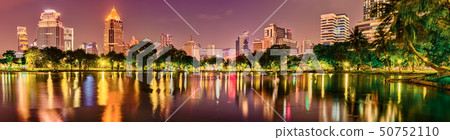 Panoramic view of Bangkok skyline. Night cityscape Panoramic view of Bangkok skyline. Night cityscape 50752110
