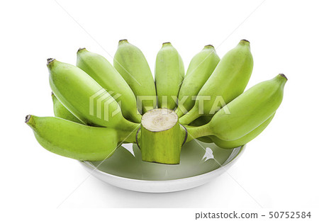 Green banana isolated on white background Green banana isolated on white background 50752584